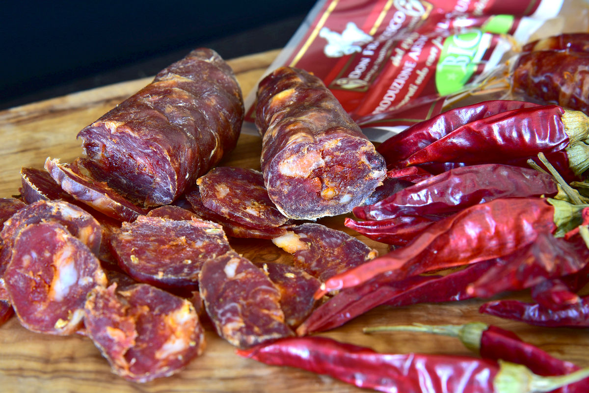 Organic semi-spicy seasoned salami