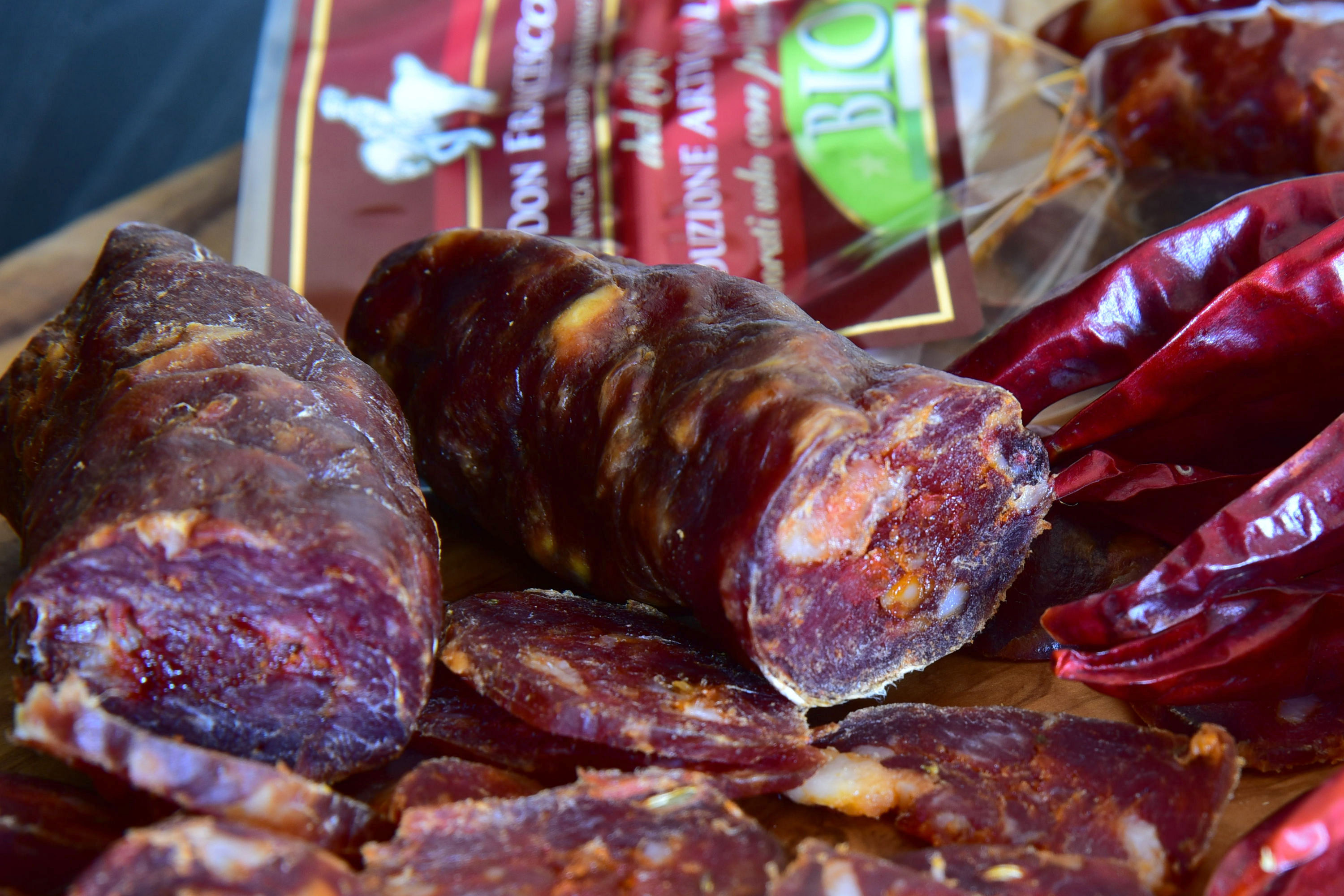 Organic semi-spicy seasoned salami